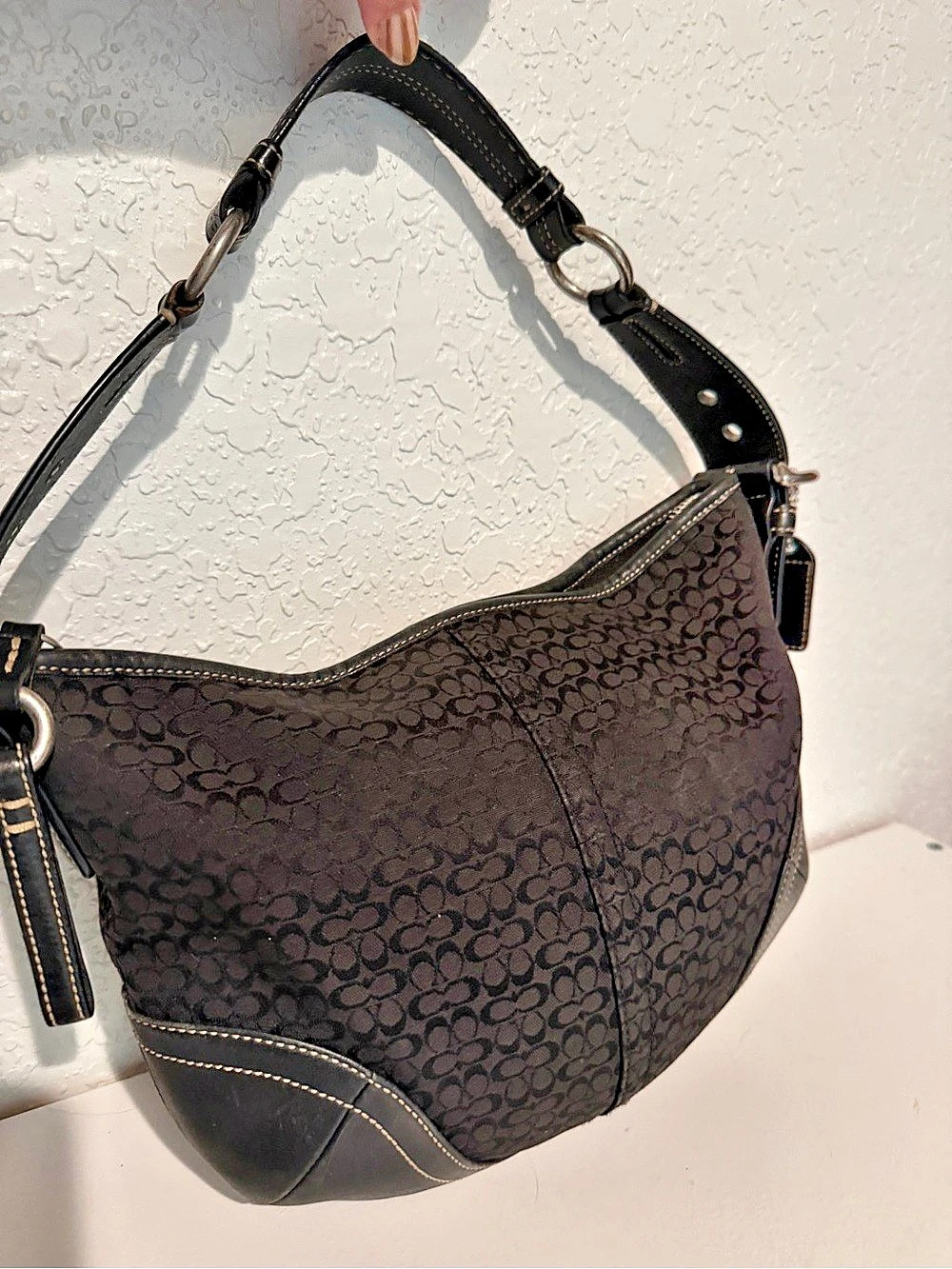 Coach Vintage Coach Soho Signature Buckle Hobo Bag Shoulder Bag Black Geometric